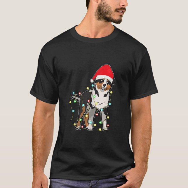 Christmas Lights Australian Shepherd Dog Lover Xma T-Shirt (Vorderseite)