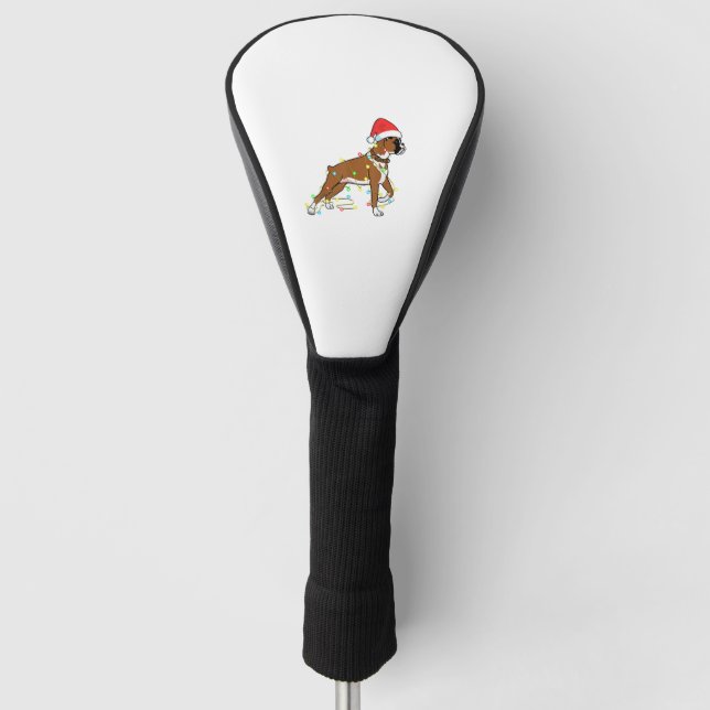 Christmas Lights Boxer Dog Lover Funny Geschenk Golf Headcover (Vorderseite)