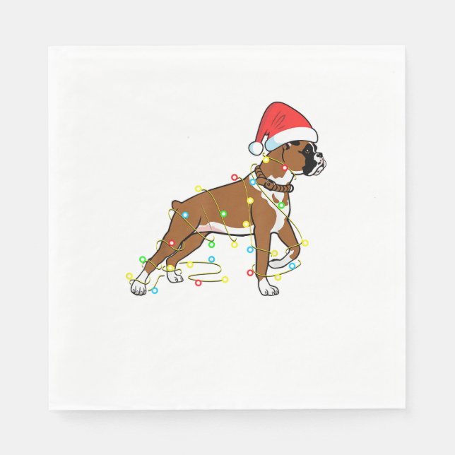Christmas Lights Boxer Dog Lover Funny Geschenk Serviette (Vorderseite)