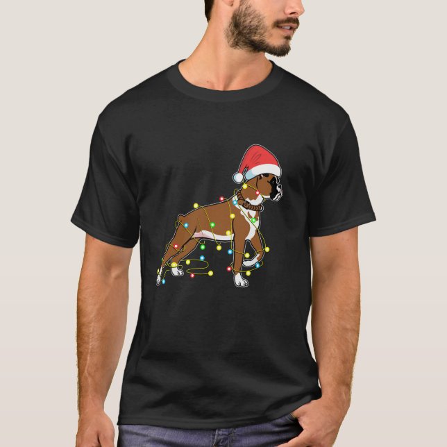 Christmas Lights Boxer Dog Lover Funny Geschenk T-Shirt (Vorderseite)