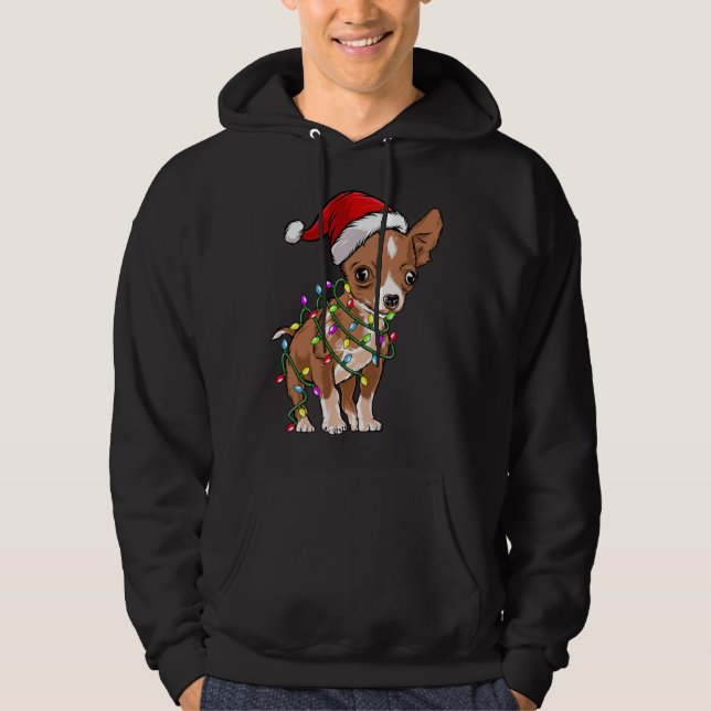 Christmas Lights Chihuahua Cute Chihuahua Dog Hoodie (Vorderseite)