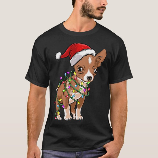 Christmas Lights Chihuahua Cute Chihuahua Dog T-Shirt (Vorderseite)