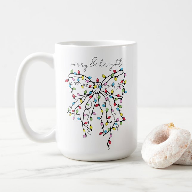 Christmas Lights Coquette Bow Kaffeetasse (Mit Donut)