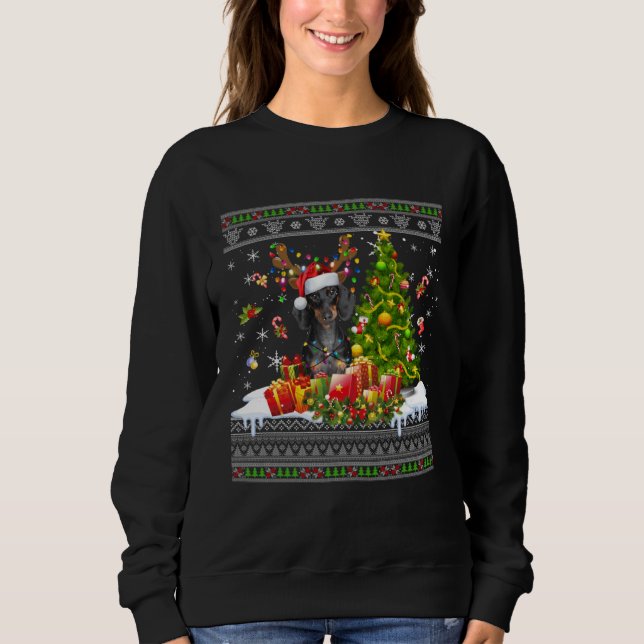 Christmas Lights Dachshund Dog  Xmas Ugly Sweater Sweatshirt (Vorderseite)