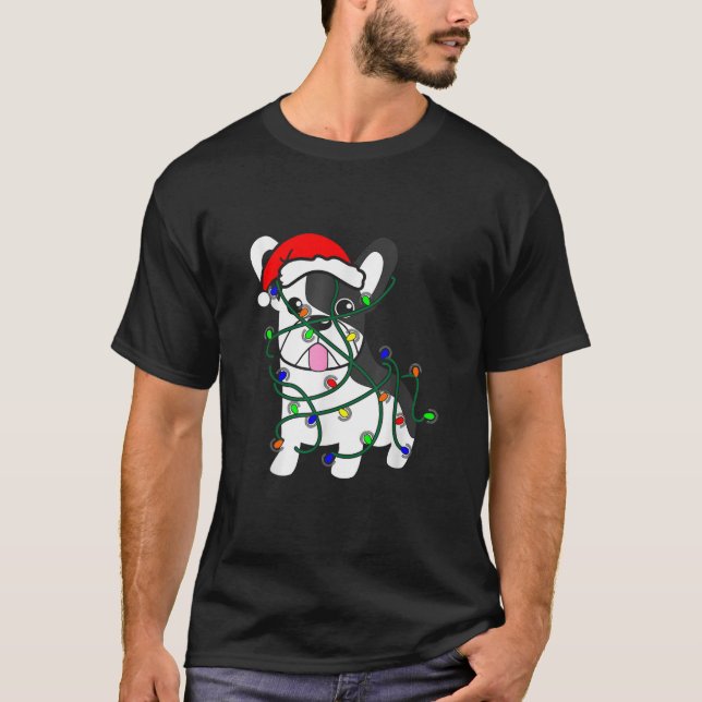 Christmas Lights Decoration Funny French Bulldog M T-Shirt (Vorderseite)