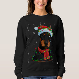 Christmas Lights Doberman Dog Weihnachtsmannmütze Sweatshirt