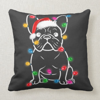 Christmas Lights Dog - French Bulldog T - Shirt Kissen
