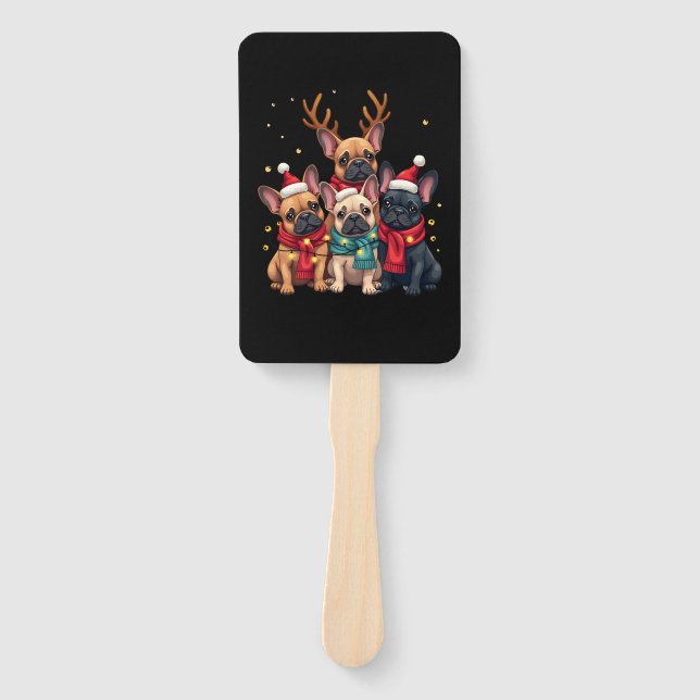 Christmas Lights French Bulldogs Xmas Frenchie Dog Fächer (Vorderseite)