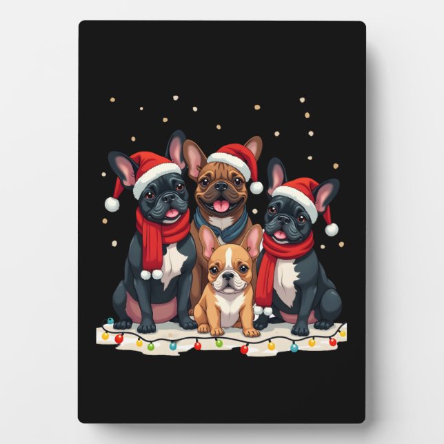 Christmas Lights French Bulldogs Xmas Frenchie Dog Fotoplatte (Vorderseite)