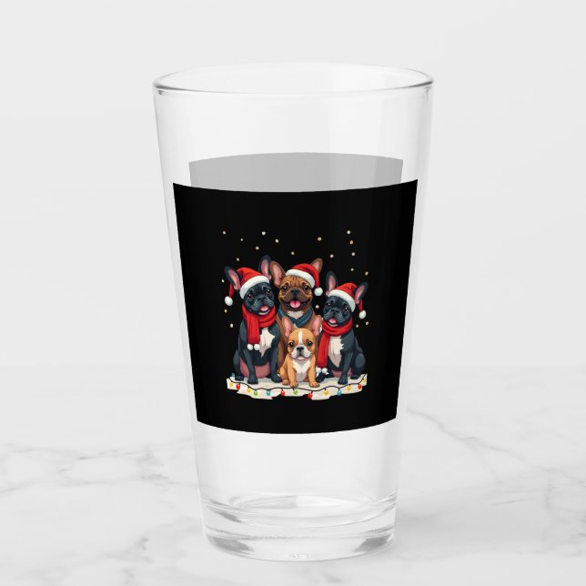 Christmas Lights French Bulldogs Xmas Frenchie Dog Glas (Vorderseite)