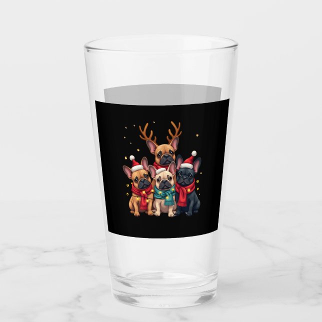 Christmas Lights French Bulldogs Xmas Frenchie Dog Glas (Vorderseite)