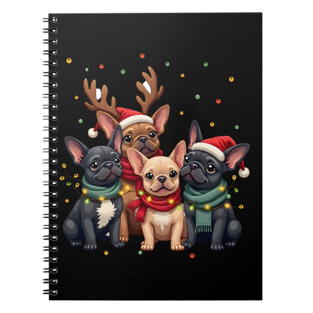 Christmas Lights French Bulldogs Xmas Frenchie Dog Notizblock (Vorderseite)