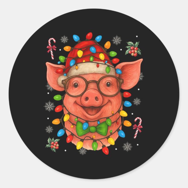 Christmas Lights G Santa Funny Xmas Tree Coquett T Runder Aufkleber (Vorderseite)