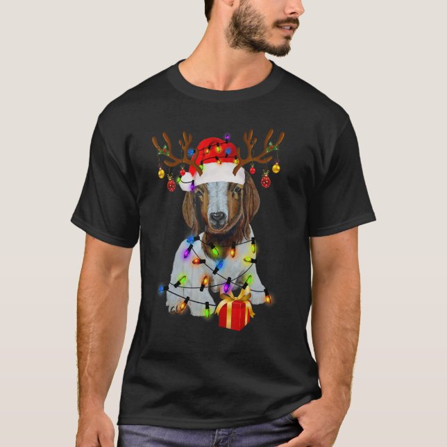 Christmas Lights Goat Celebrates Xmas Party For Go T-Shirt (Vorderseite)