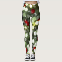 Christmas Lights Leggings with Snow