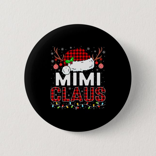 Christmas Lights Mimi Claus Family Matching Xmas P Button (Vorderseite)