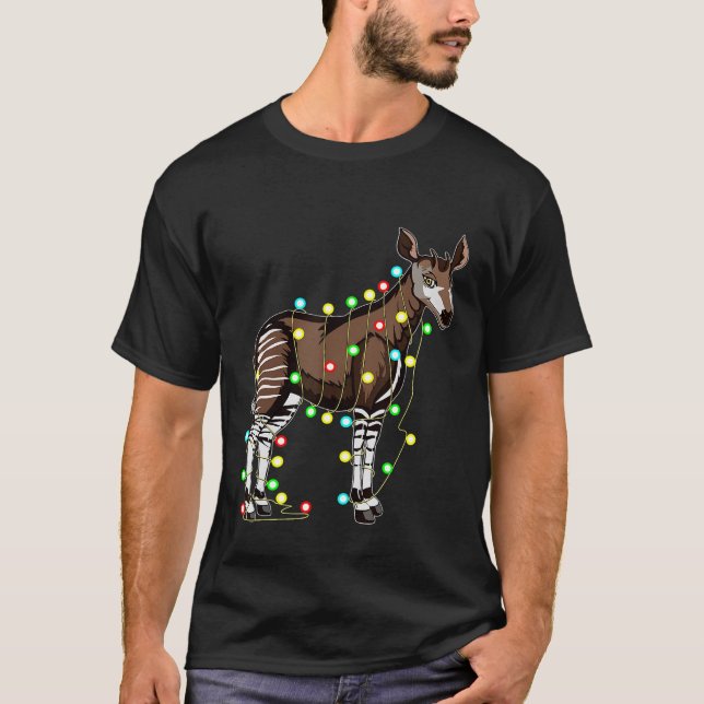 Christmas Lights Okapi  Xmas Holiday T-Shirt (Vorderseite)