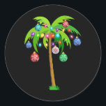 Christmas Lights Palm Tree Funny Hawaii Runder Aufkleber<br><div class="desc">Christmas Lights Palm Tree Funny Hawaii Beachtropical Xmas</div>