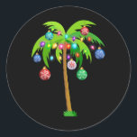 Christmas Lights Palm Tree Funny Hawaii Runder Aufkleber<br><div class="desc">Christmas Lights Palm Tree Funny Hawaii Beachtropical Xmas</div>