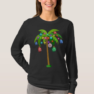 Christmas Lights Palm Tree Funny Hawaii T-Shirt