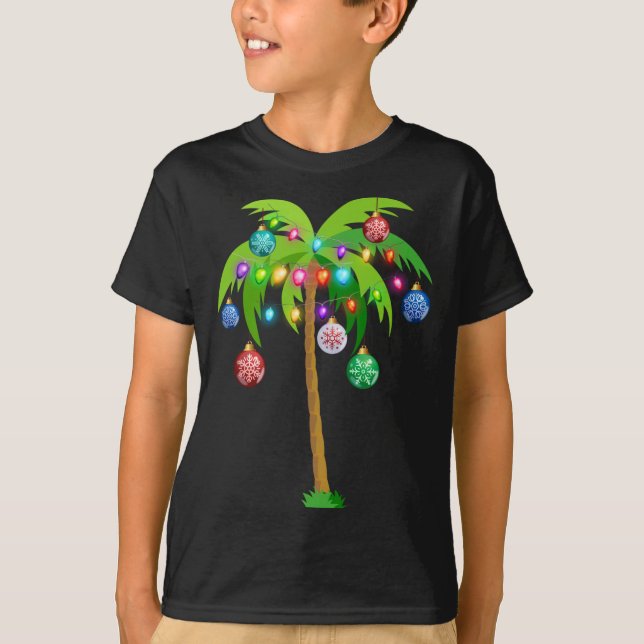 Christmas Lights Palm Tree Funny Hawaii T-Shirt (Vorderseite)