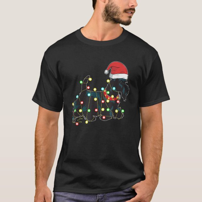 Christmas Lights Scottie Dog Lover Funny Xmas Gesc T-Shirt (Vorderseite)