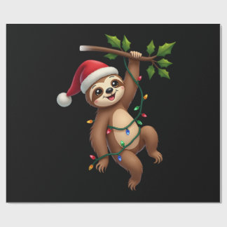 Christmas Lights Sloth Wearing Xmas Hat - Sloth Lo Geschenkpapier