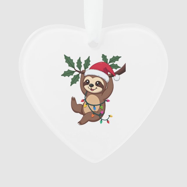 Christmas Lights Sloth Wearing Xmas Hat - Sloth Lo Ornament (Vorderseite)
