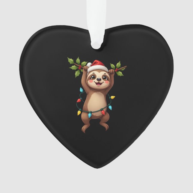 Christmas Lights Sloth Wearing Xmas Hat - Sloth Lo Ornament (Vorderseite)