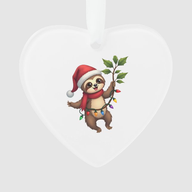 Christmas Lights Sloth Wearing Xmas Hat - Sloth Lo Ornament (Vorderseite)
