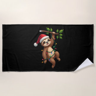 Christmas Lights Sloth Wearing Xmas Hat - Sloth Lo Strandtuch