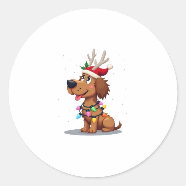 Christmas Lights Soft Coated Wheaten Terrier Dog T Runder Aufkleber (Vorderseite)