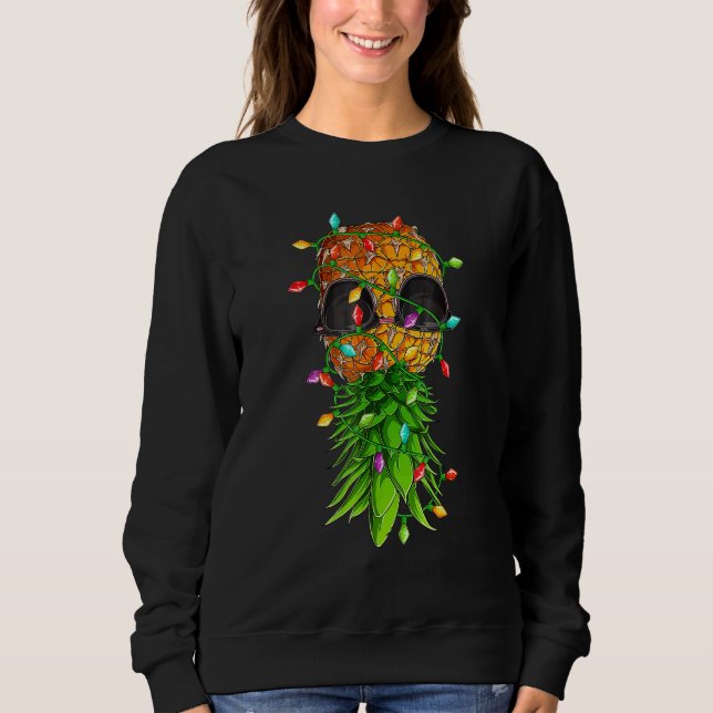 Christmas Lights Upside Down Pineapple Swinger Xma Sweatshirt (Vorderseite)