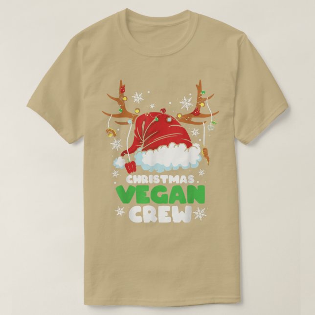 Christmas Lights Vegan Crew Vegetarian Reindeer Sa T-Shirt (Design vorne)