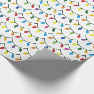 Christmas Lights WHITE GIFT WRAP Geschenkpapier