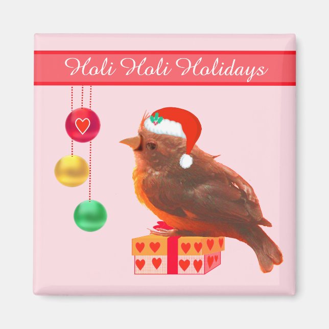 Christmas Little Bird auf Pink Magnet (Vorne)