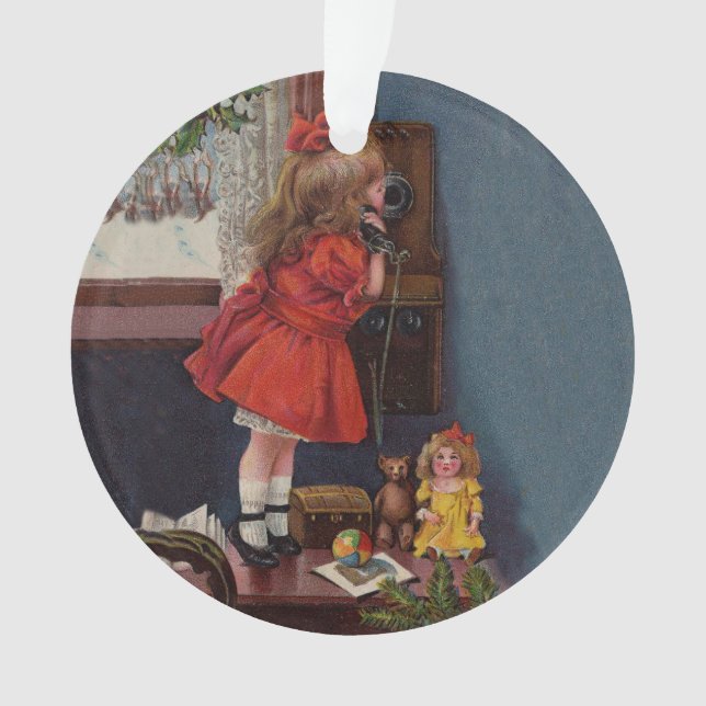 Christmas Little Girl Telefone Antique Ornament (Vorderseite)