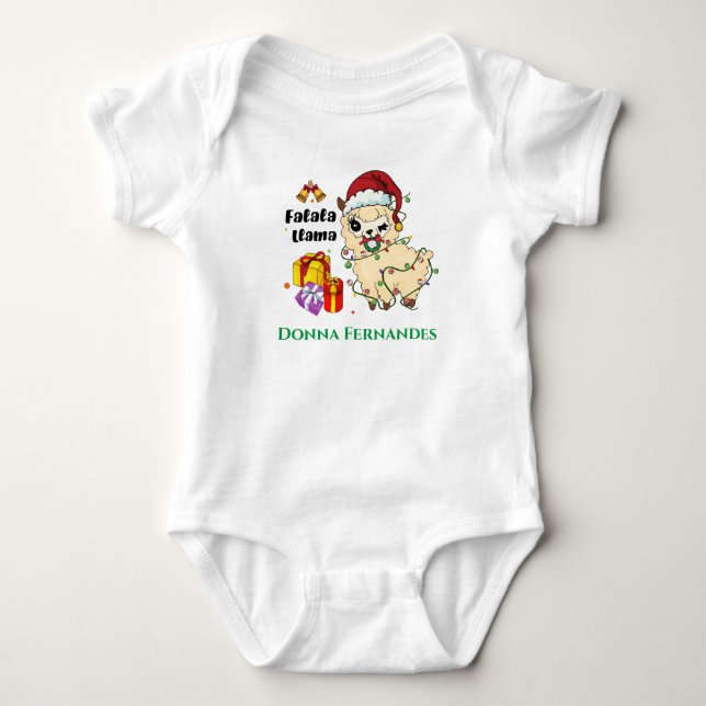 Christmas Llama Baby Bodysuit Strampler (Vorderseite)