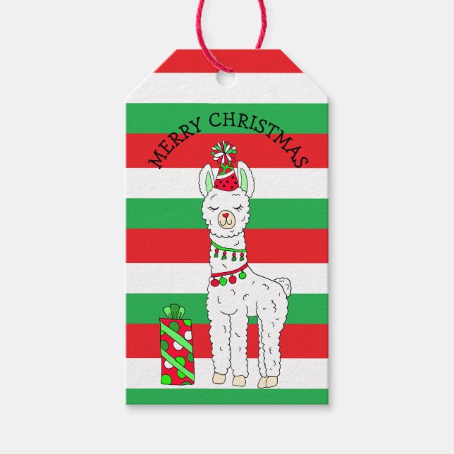 Christmas Llama Fa La Niedliche Festlichkeit Geschenkanhänger (Vorderseite)
