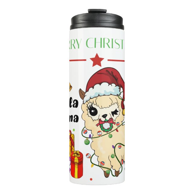 Christmas Llama Thermal Tumbler Thermosbecher (Vorderseite)