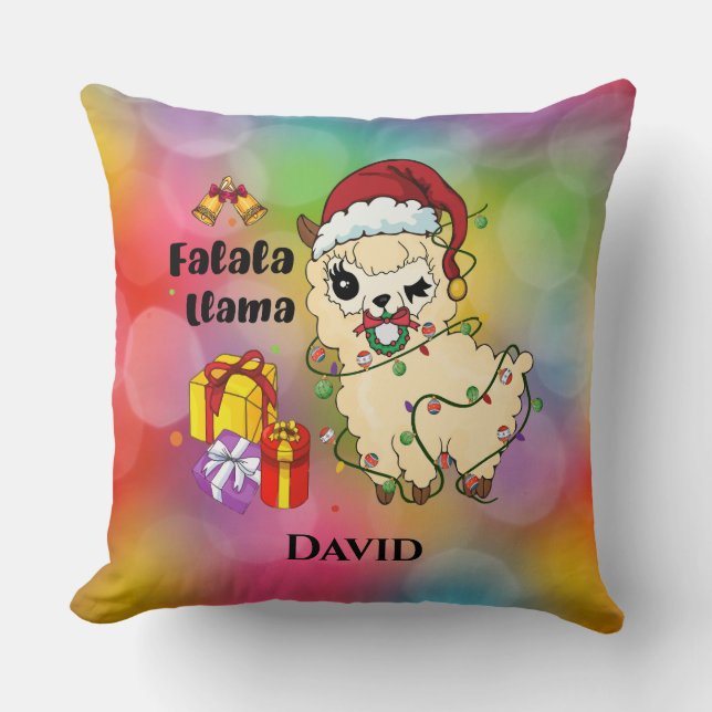 Christmas Llama Throw Kissen (Vorderseite)
