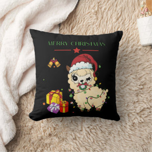 Christmas Llama Throw Kissen