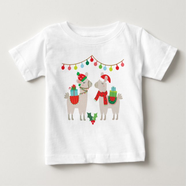 Christmas Llamas Baby T-shirt (Vorderseite)