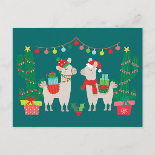 Christmas Llamas Postkarte