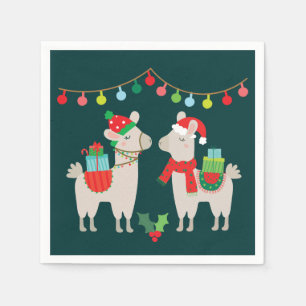Christmas Llamas Serviette