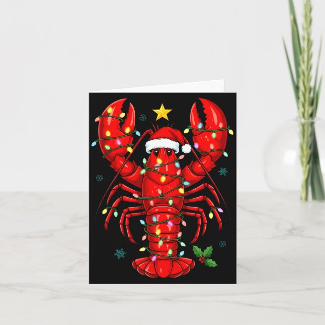 Christmas Lobster With Santa Hat Funny Holiday  Karte (Vorderseite)