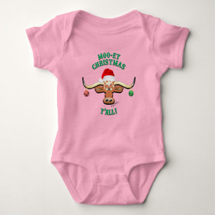 Christmas Longhorn Steer Baby Bodysuit Strampler