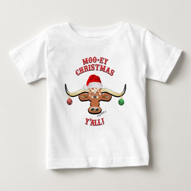 Christmas Longhorn Steer Baby T-shirt (Vorderseite)