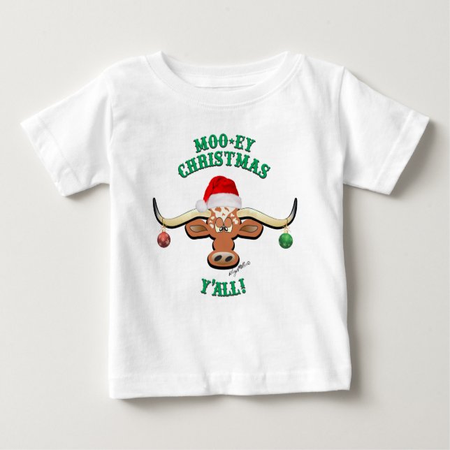 Christmas Longhorn Steer Baby T-shirt (Vorderseite)
