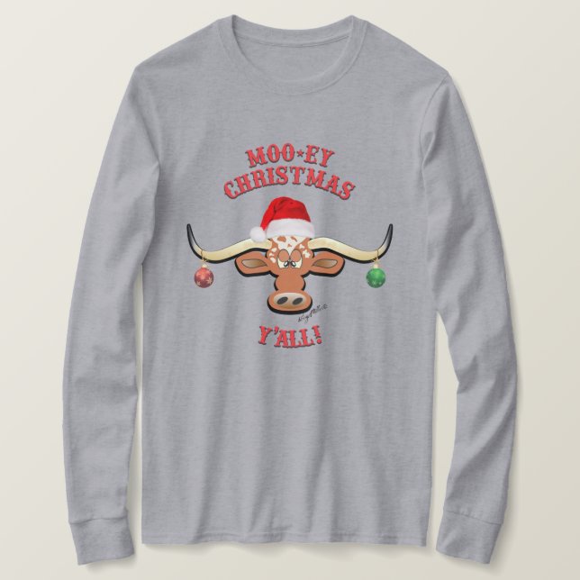 Christmas Longhorn Steer T-Shirt (Design vorne)